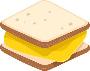 flat illustration icon symbol, delicious thick cheese sandwich bread
