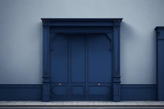 Fototapeta marine blue storefront template , vintage european boutique facade mockup