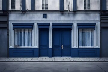 dark blue storefront template , vintage boutique facade