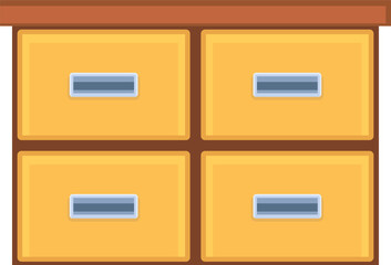 flat illustration icon symbol, wooden cupboard with lots of drawers for storage