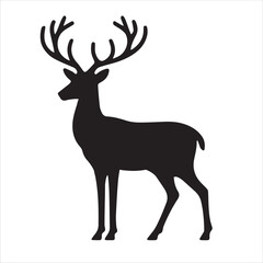 Obraz premium Deer Silhouettes black and white Deer vector Pro Vector