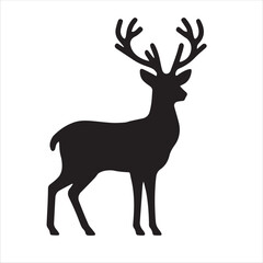 Obraz premium Deer Silhouettes black and white Deer vector Pro Vector