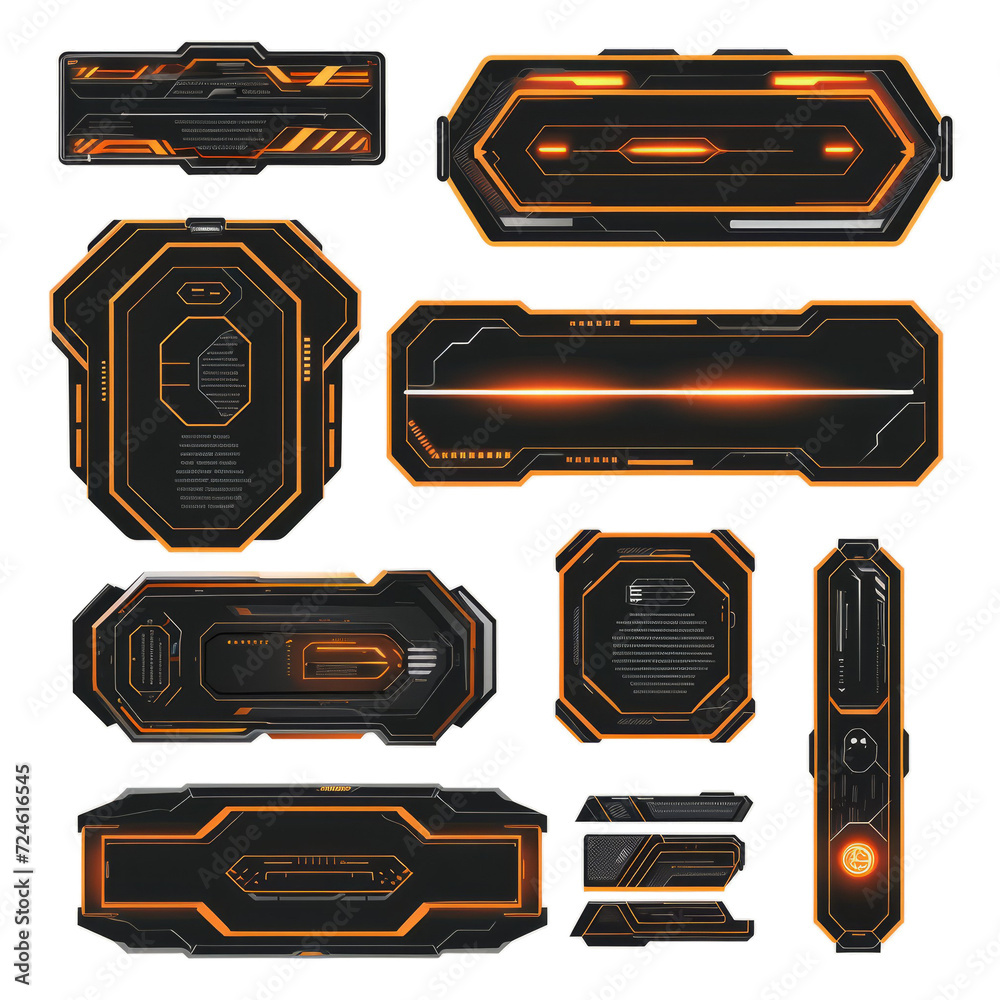 Aufkleber Set of Sci Fi Modern User Interface Elements. Futuristic Abstract HUD. Good for game UI