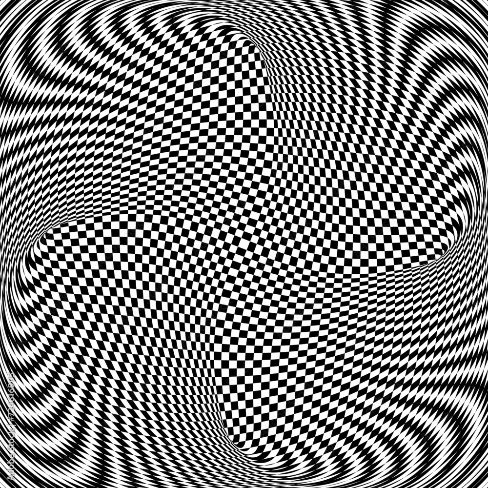 Wall mural abstract op art pattern with whirl movement illusion effect.