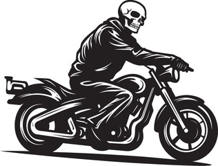 Shadow Biker Biker Skeleton Silhouette in Black Icon Midnight Cruiser Skeleton Rider Emblem in Leather Jacket