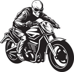 Bone Blaze Grim Skeleton Biker in Black Vector Icon Leather Phantom Skeleton Rider Emblem in Leather Jacket