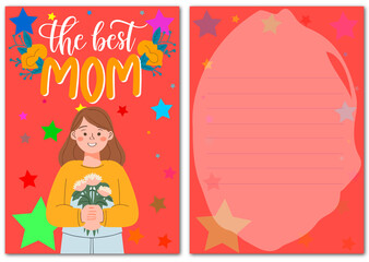 Fototapeta premium Best mom postcard