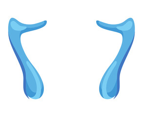 Obraz premium Cartoon tear drops icon. Sorrow cry streams, tear blob. Crying fluid, falling blue water drops. Isolated for sorrowful character weeping expression. Wet grief droplets