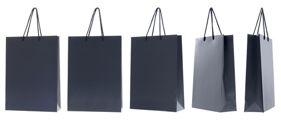 Black shopping bag isolated on white, different sides