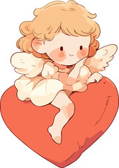 Obraz premium valentine cute cupid angel isolate on white background generated AI