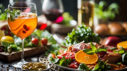  "Exp&eacute;rience culinaire raffin&eacute;e : Cocktail orange p&eacute;tillant et assiette de charcuterie"