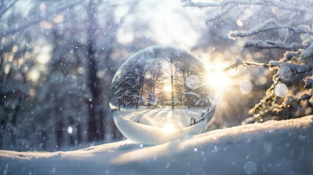Glass ball close up together sunset