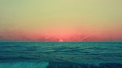 Retro Feel of a Landscape Bathed in Rough Gradient Sunset Light.