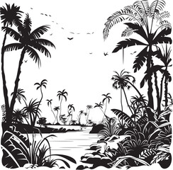 Midnight Canopy Black Jungle Silhouette Emblem Panthers Domain Shadowy Jungle Logo