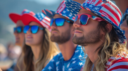 group of people in american flag outfits, patriotic fashion