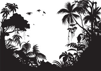 Fototapeta na wymiar Verdant Ventures Modern Jungle Icon Onyx Wilderness Tropical Jungle Logo in Black