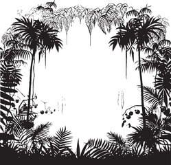 Fototapeta na wymiar Wild Wonder Dynamic Jungle Logo Jungle Essence Black Design Icon