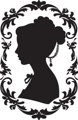 Noir Rose Nostalgia Black Floral Logo Classic Chic Chrysanthemum Womans Face Icon