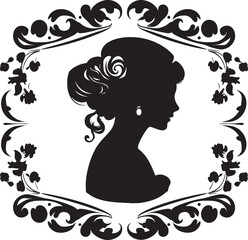 Vintage Blossom Beauty Floral Border Logo Noir Floral Muse Womans Face Vector Design