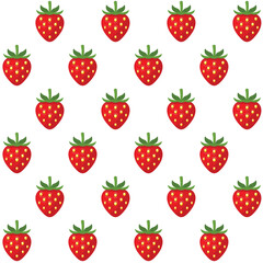 Strawberry Seamless Pattern with White Background. Vector
