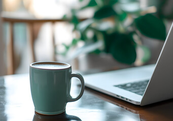 cup of coffee and laptop