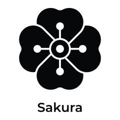 Sakura flower vector design, cherry blossom flower icon in modern style