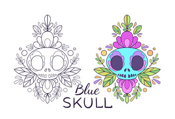 Coloring page Flower Skull