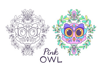 Fototapeta premium Coloring page Cute Owl