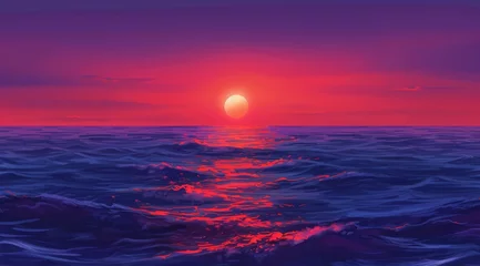 Deurstickers Beautiful sunset background with evening ocean view © Oleg