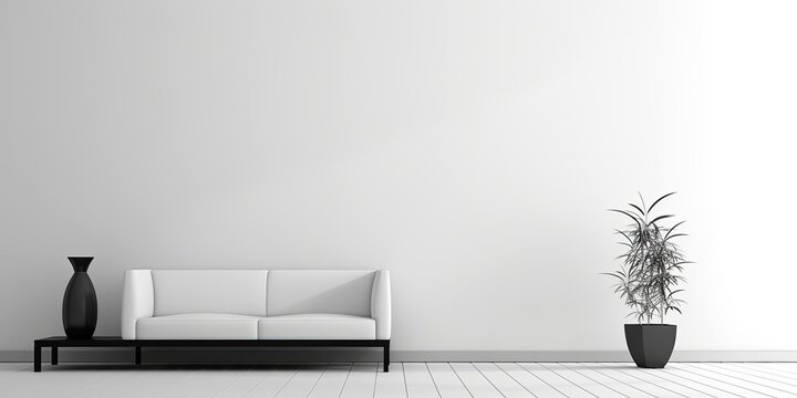 Minimalist contemporary interior in black and white.
