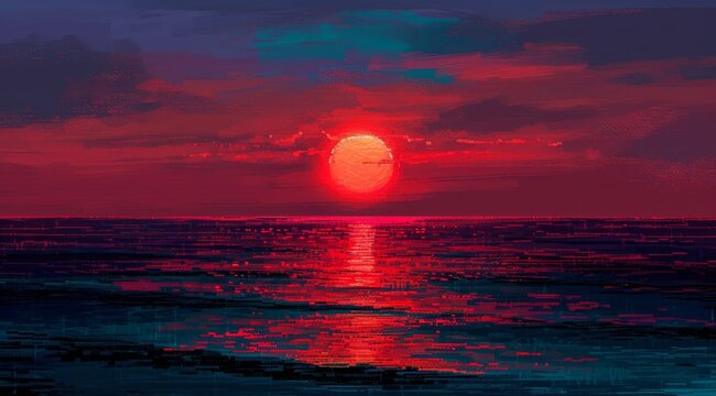 Beautiful sunset background with evening ocean view