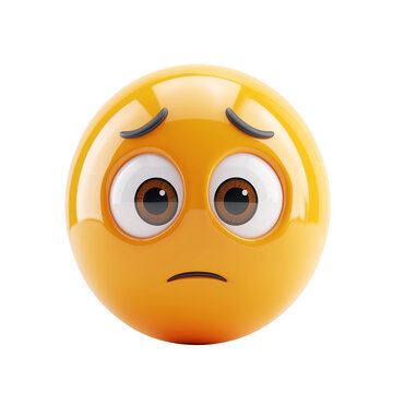 3d icon worried face emoji isolated on transparent background