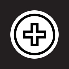 Obraz premium Add icon vector. Plus icon logo design. Medical cross symbol in circle isolated on black background