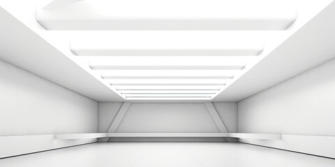Minimal white interior, abstract background photo, corners and ceiling girders