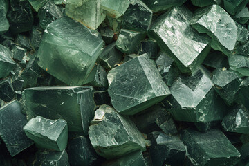 Close-up of raw green fluorite crystals - obrazy, fototapety, plakaty
