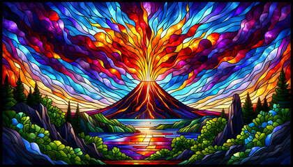 Stained glass Volcano