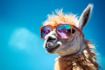 Papier Peint photo Lama A llama wearing sunglasses