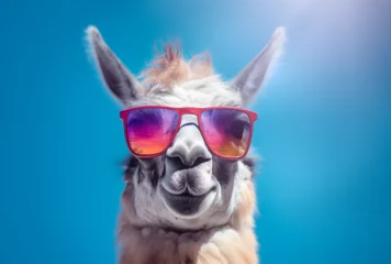 Selbstklebende Fototapeten A llama wearing sunglasses © Sasit