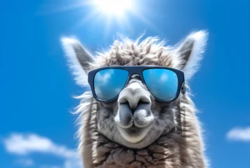 Foto op Canvas A llama wearing sunglasses © Sasit