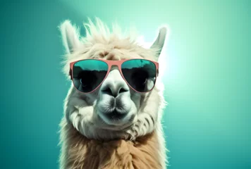 Foto op Canvas A llama wearing sunglasses © Sasit