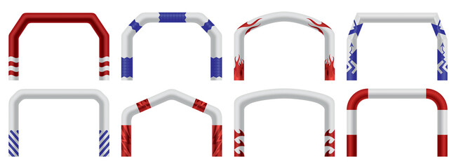 Inflatable arch set. Template for advertising arches. Suitable for events, races, marathon or other sports. Marathon start or finish entrance. illustration