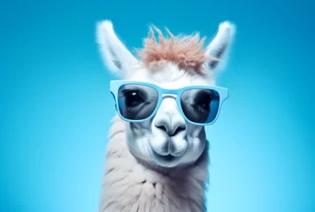 Keuken spatwand met foto A llama wearing sunglasses © Sasit