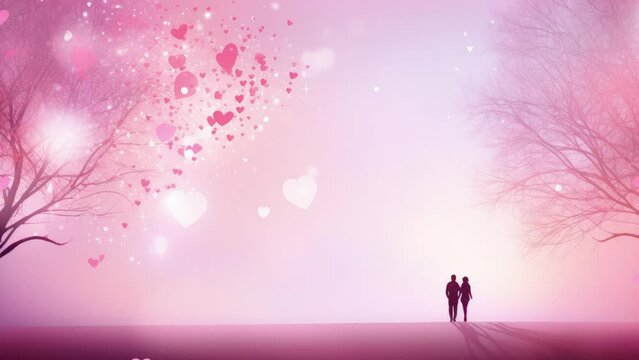 Card or banner to wish a happy valentines day in dark pink on a pink background with white and pink hearts in bokeh effect and written love in dark pink. valentine love woman and man winter png like