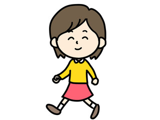 歩く女の子のイラスト