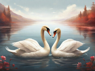 eternal embrace: swans ballet on still waters