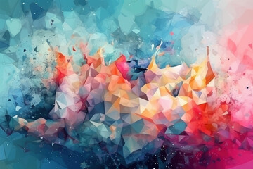 polygonal abstract color paint background in pastel colors, generative AI