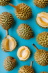 Durian fruit pattern background, bright bold colors, fruit background.