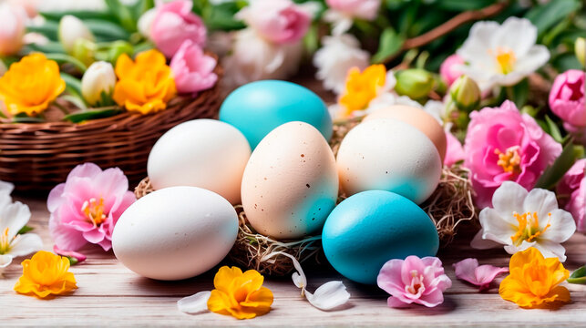 Beautiful Easter eggs for the holiday. Selective focus.