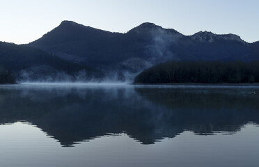Mists on the Urkulu reservoir. Mists on the Urkulu reservoir at dawn, Euskadi