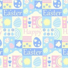 A spring pattern of rectangles for Easter. Colorful Easter eggs. Illustration in the flat style. Pastel colors.